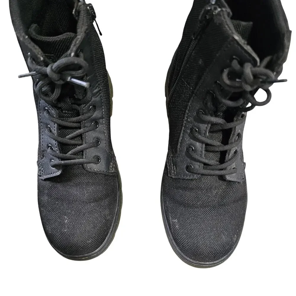 Doc Dr. Martens Kids Girls Sz 3 Black Lace Up Boots Side Zip Air Wair Combs J